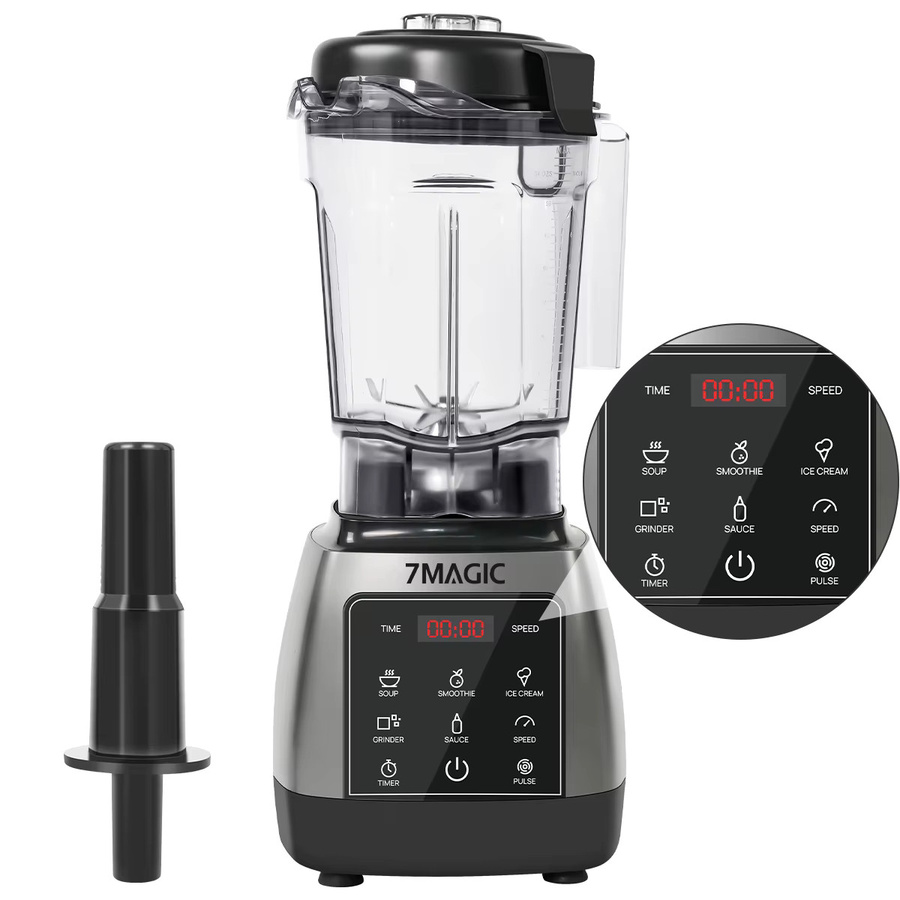 7MAGIC Hochleistungs-Mixer mit 2000 W und Timer, Küchenmaschine mit 2-Liter-Glasbehälter, Schwarz - Bild 7