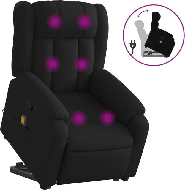 vidaXL Massagesessel mit Aufstehhilfe in Schwarz aus Stoff und Metall - Bild 1