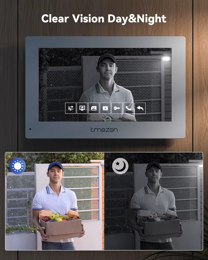TMEZON 4-Draht Video-Gegensprechanlage mit 7 Zoll 1080P Touchscreen IP Video-Türsprechanlage Tuya und Fernentriegelung Y10-W11 - Bild 3