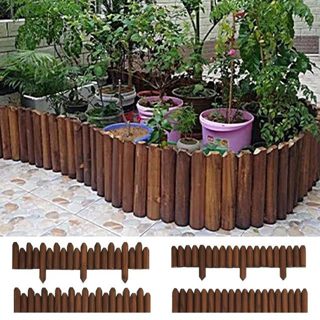 Holz Gartenzaun als Sichtschutz und Beetbegrenzung in Braun, B/H: 120 x 25 cm - Bild 1