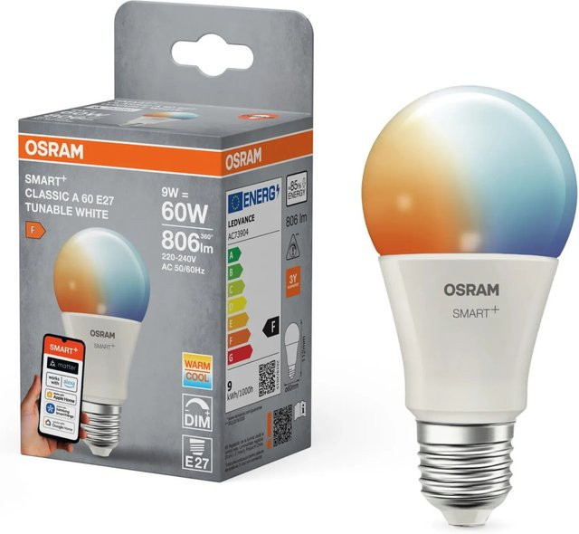 Osram Smart+ Matter LED Leuchtmittel E27 A60, dimmbar, 9 W, 806 lm - Bild 1