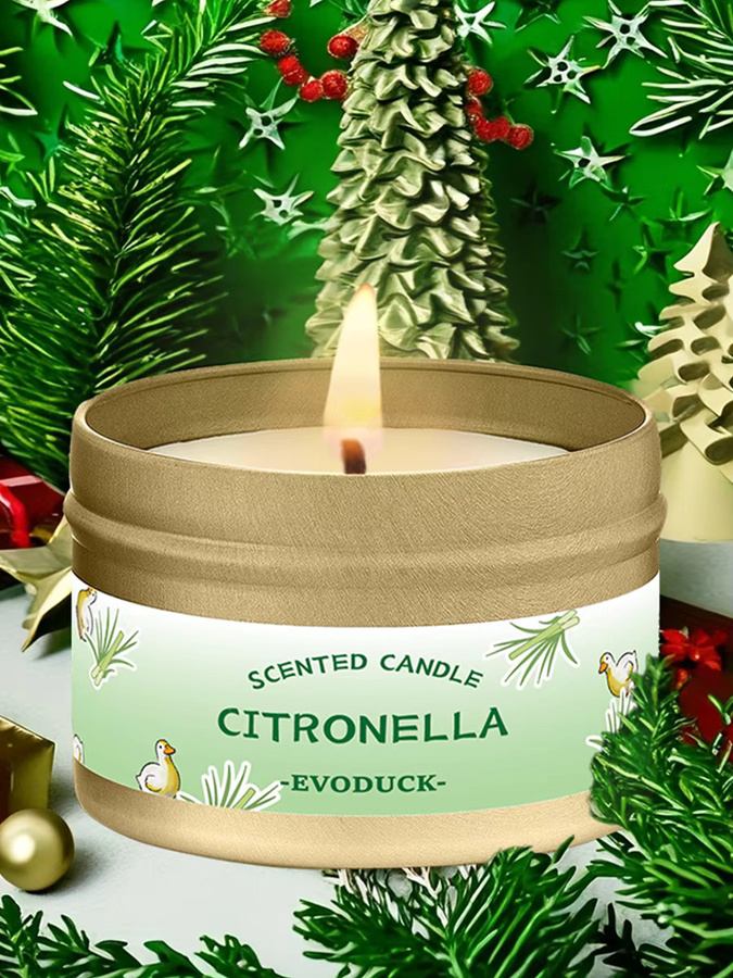 EVODUCK Citronella-Kerze mit Zitronengras-Duft in Gold für Garten und Terrasse - Bild 2