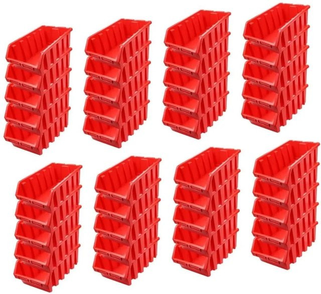 PROREGAL SuperSparSet mit 40 Sichtlagerboxen aus Polypropylen in Rot, H x B x T: 18,7 x 33,3 x 50 cm - Bild 1