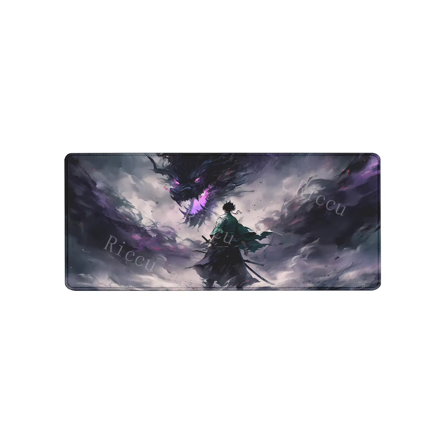 Riccu Mauspad Japanischer Samurai-Krieger Multicolor HD-Druck mit Overlock-Rand für Gamer und Büro - Bild 5