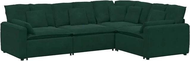 vidaXL Modulares U-Shape Sofa mit Kissen aus Samt in Dunkelgrün - Bild 1