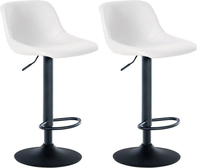 DELUKE 2er Set Barhocker HODOR in Weiß aus Kunstleder, höhenverstellbare Barstühle mit Lehne und 360 Grad Drehbarkeit, B/T/H: 43 x 49 x 79 cm - Bild 1