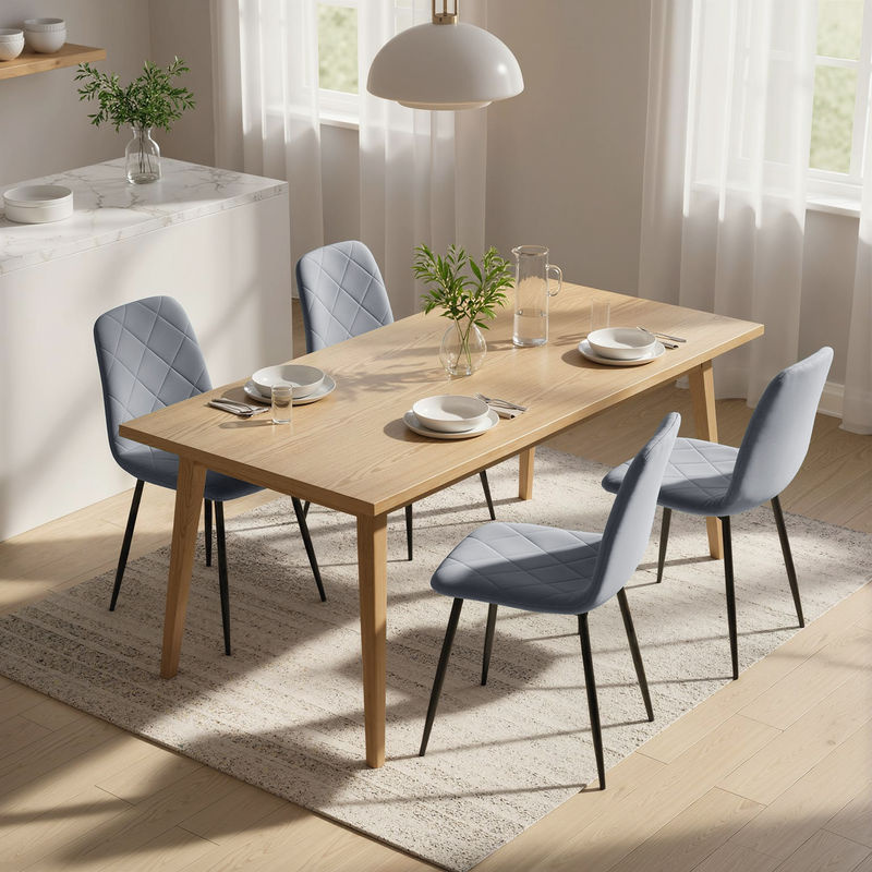 HOMCOM 4er Set Esszimmerstühle in Samtoptik mit Rückenlehne und Stahlbeinen, Modern Polsterstühle für Küche und Esszimmer, Dunkelgrau - Bild 2