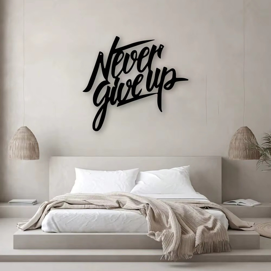 Wanddekorationsschild aus Metall CIFBUY Never Give Up in Schwarz - Bild 4