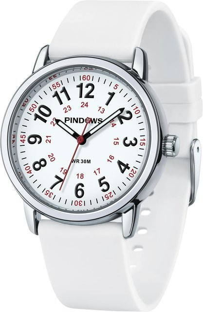 PINDOWS Armbanduhr Quarz, Silikon, Weiß, Damen - Bild 1