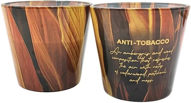 2er Set Dekohelden24 Duftkerzen mit Amber Aroma als Anti-Tabakkerzen, B/T/H: 9 x 9 x 8 cm pro Kerze - Bild 1