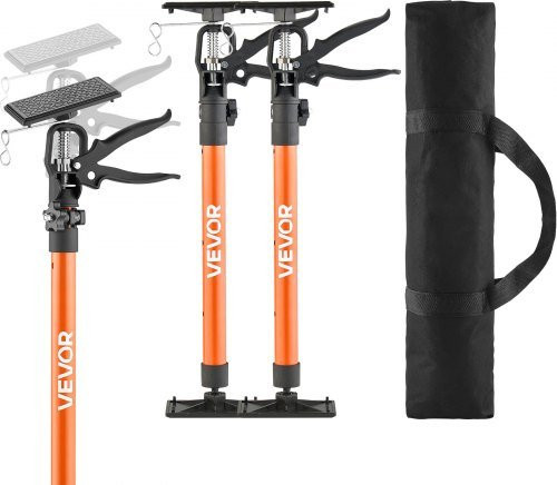 VEVOR Teleskopische Stützstangen Set 2er Pack, Orange, Stahl, Verstellbare Montagehilfen für Schränke und Trockenbau, Tragkraft bis 70 kg, Höhe: 54-155 cm - Bild 1