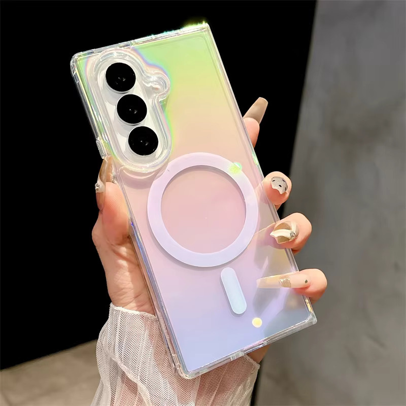 Magnetische MagSafe Hard Cover Hülle mit Regenbogen Farbverlauf für Samsung Galaxy Z Flip 7 Z Fold 7 6 5 4 3 in Multicolour - Bild 1