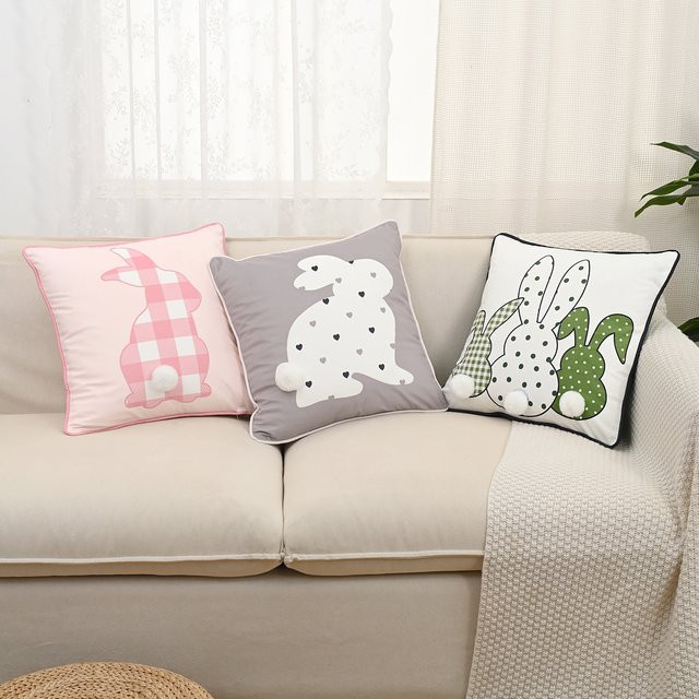 BUYNOW Kissenbezug mit Osterhase und Osterei Motiv, Mehrfarbig, B/T/H: 45,72 x 45,72 x 0 cm - Bild 1