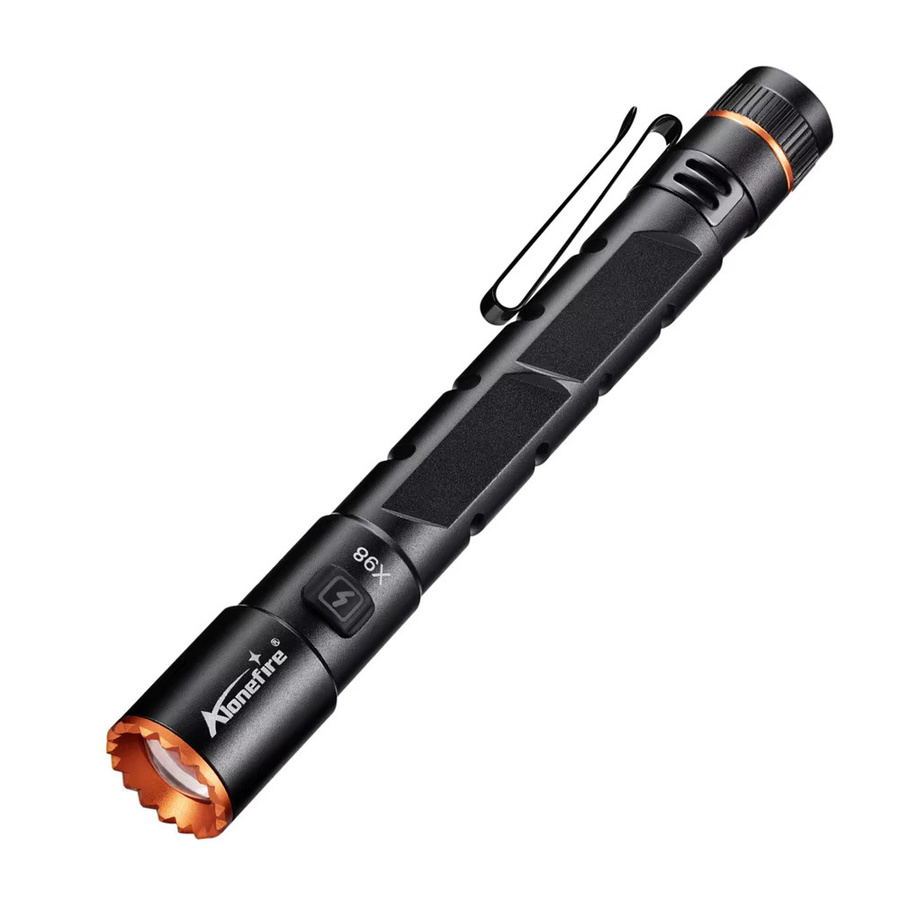Alonefire Zoom Mini EDC Stiftlicht Taschenlampe mit LED, USB wiederaufladbar und Magnet, Schwarz - Bild 6
