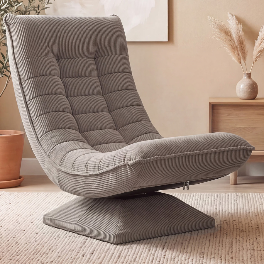 Casaria Sessel Aberdeen in Taupe mit Cord-Bezug, 5fach verstellbar, 360 Grad drehbar und klappbar - Bild 2