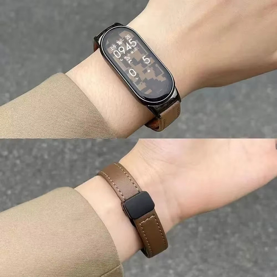 Xiaomi Armband für Mi Band 9 10 8, Silikon, Leder, braun, Damen, Vintage - Bild 5