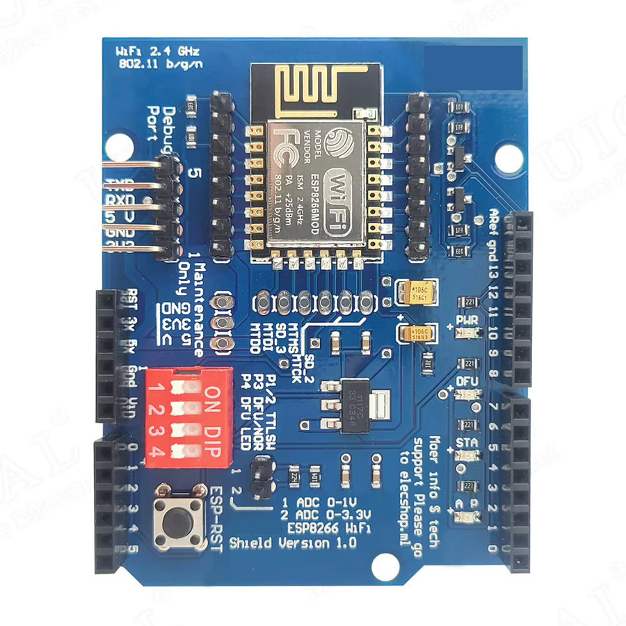 ESP8266 Serielles WiFi-Erweiterungsplatinenmodul ESP-12E Entwicklungsboard für Arduino R3 in Blau - Bild 2