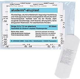 aluderm aluplast Nachfüllset Typ 2 für Pflasterspender, Weiß, 30 Strips, 7,2 x 2,5 cm - Bild 1