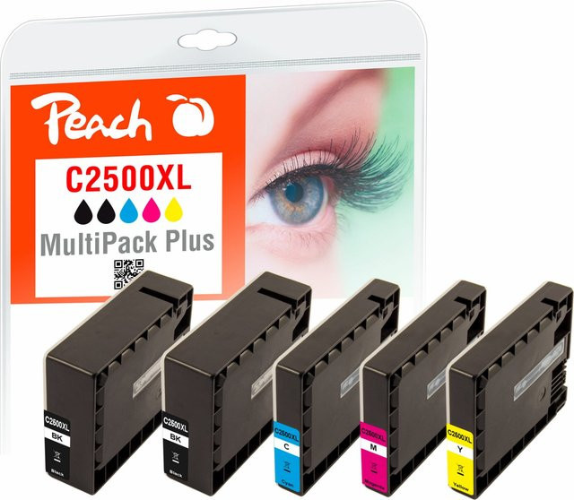Peach C2500 XL Druckerpatronen Set (5 Stück, Multicolor), ersetzt Canon PGI-2500XL, kompatibel mit Canon Maxify MB 5450 und Canon Maxify iB 4000, wiederaufbereitet - Bild 1