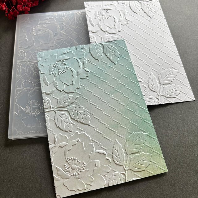 3D-geprägtes Bastelwerkzeug mit Gittermuster und Blumendesign aus Kunststoff für DIY-Scrapbooking - Bild 1
