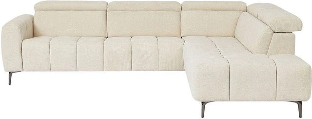 Vente-unique Relaxsofa Caldoria in Beige, L-Form mit Stoffbezug und Metallrahmen, Breite: 292 cm - Bild 1