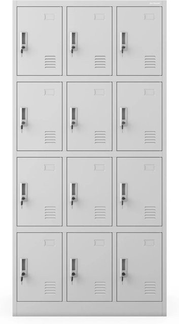 Jan Nowak Spind Fächerschrank MARCIN aus Stahl in Grau mit Schloss, Höhe: 185 cm, Breite: 90 cm, Tiefe: 40 cm - Bild 1