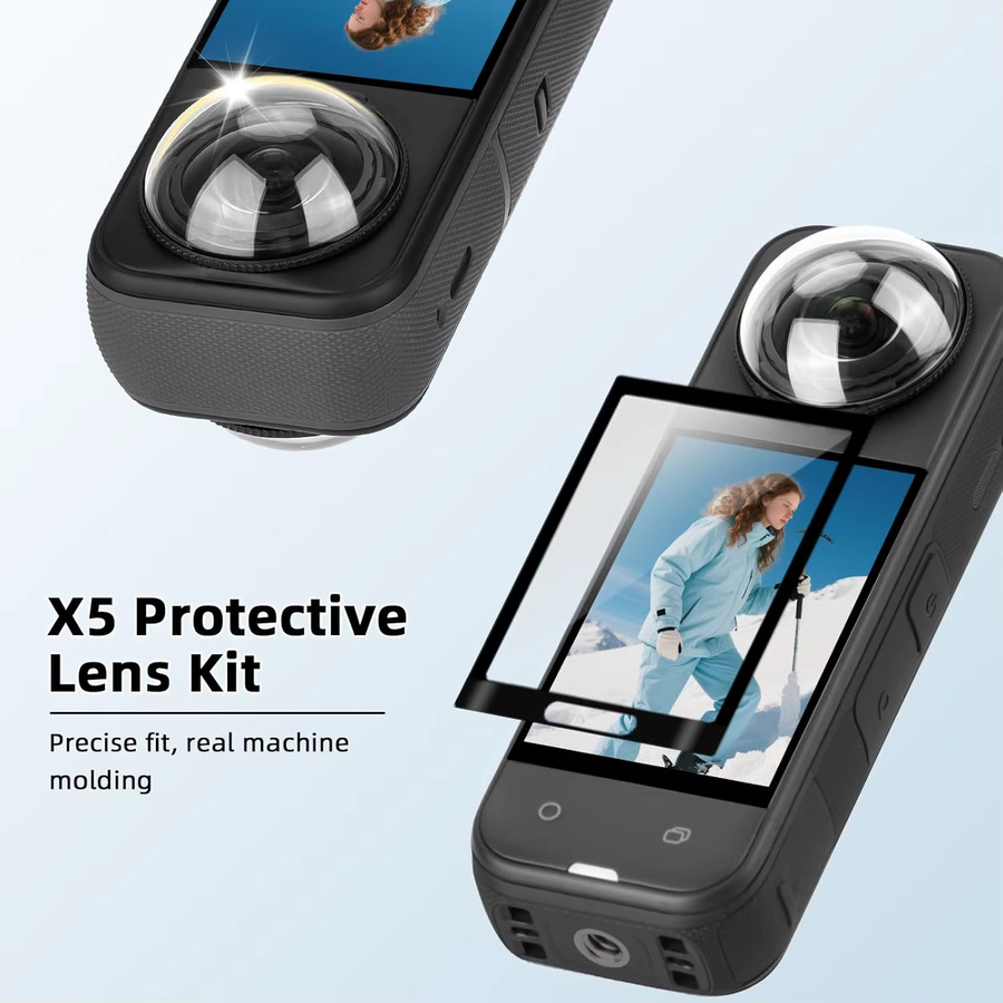 Insta360 X5 Premium Zubehör-Set mit Objektivschutz und 2er-Pack Displayschutzfolie in Schwarz - Bild 2