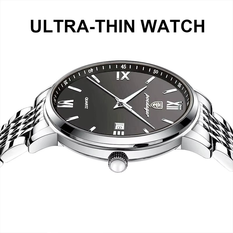 POEDAGAR Armbanduhr Quarz, Edelstahl, Blau, Datum, Herren - Bild 3