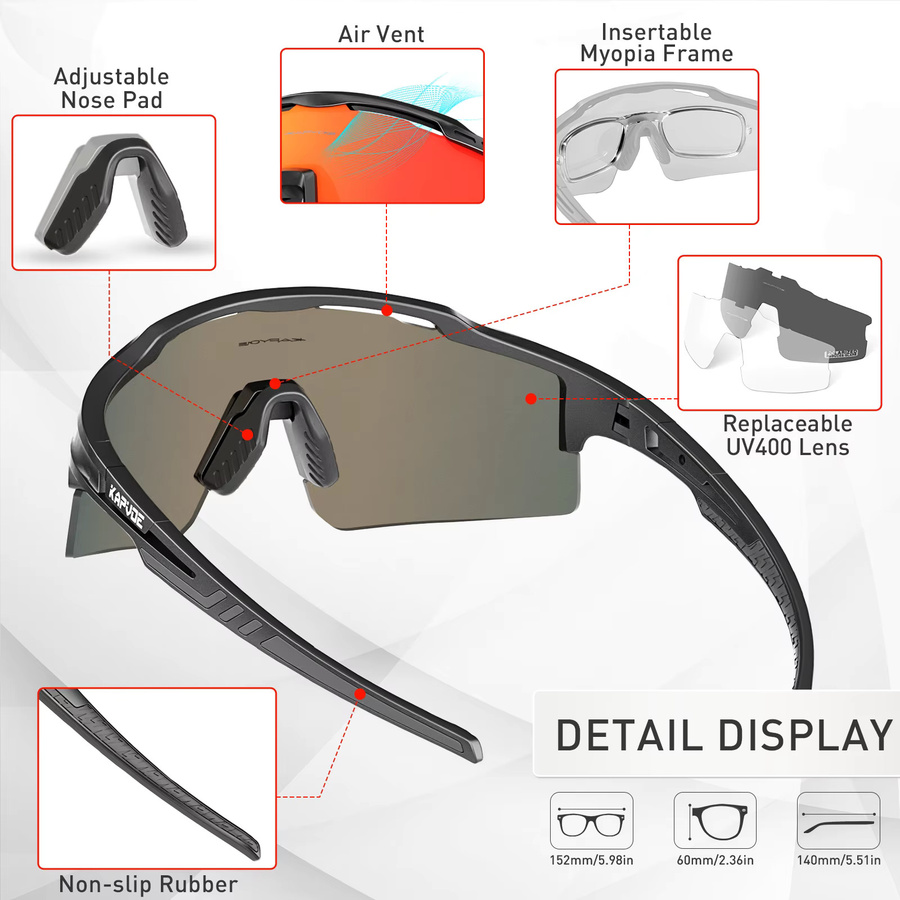 Kapvoe Sportsonnenbrille, Wrap, Vollrand, Kunststoff, Unisex - Bild 1