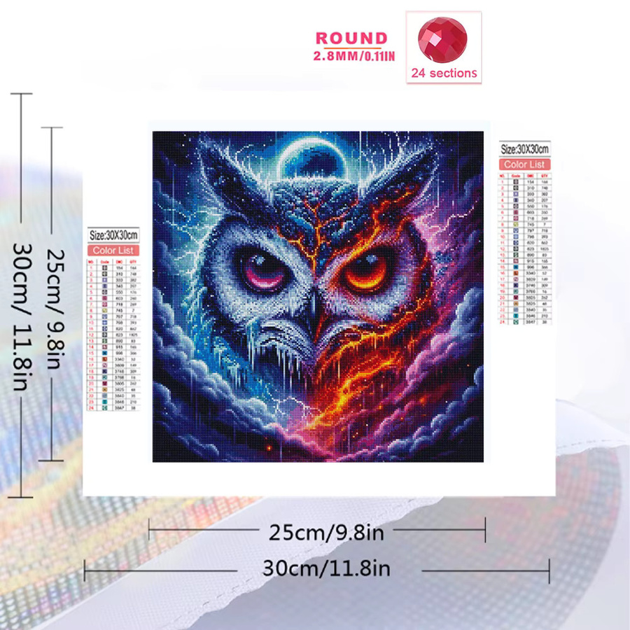 Momoart Diamant-Stickerei Eule mit Mond Motiv, Mosaik-Malerei für Erwachsene und Anfänger, Mehrfarbig - Bild 2