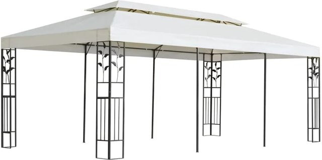 vidaXL Pavillon mit Doppeldach in Weiß aus Stahl und Polyester, B/T: 600 x 300 cm, Höhe: 265 cm - Bild 1