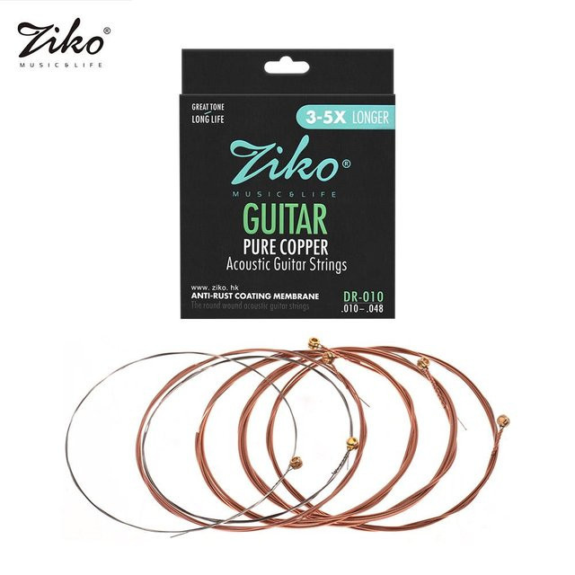 ZIKO DR-012 Akustikgitarrensaiten mit Anti-Rost-Beschichtung in Coppery & Chrome, Multicolor - Bild 1