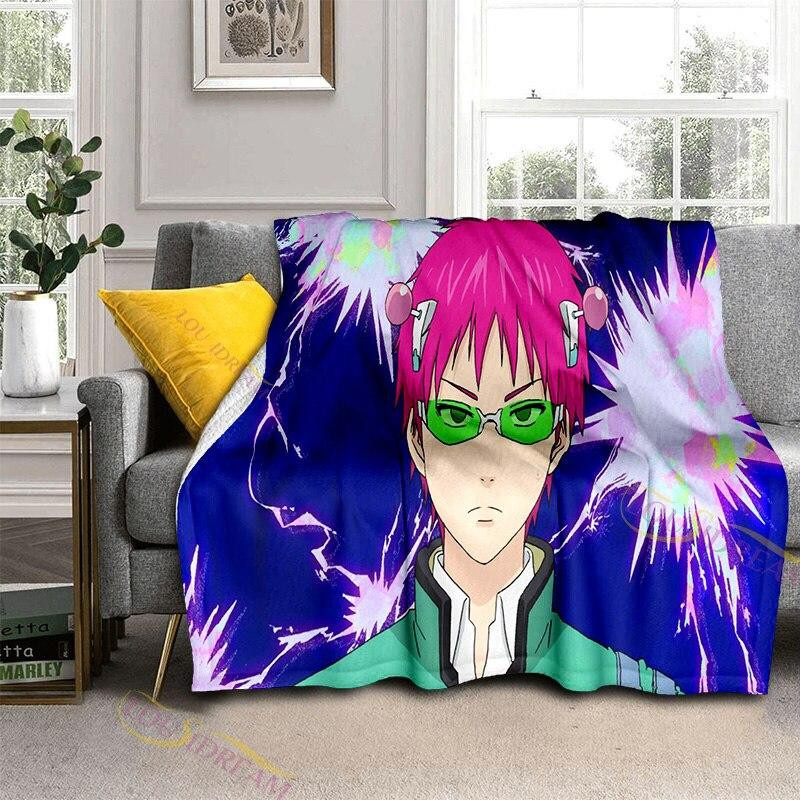 MacgicZhou Kusuo Saiki Anime Plüschdecke aus Flanell, Mehrfarbig, B/H: 75 x 90 cm - Bild 1