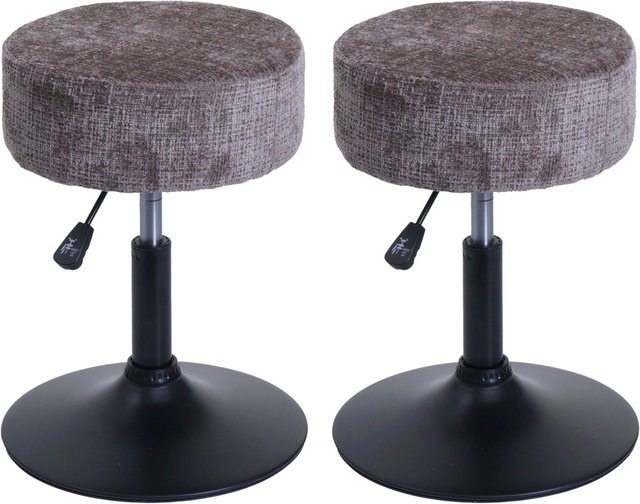 2er-Set MCW Sitzhocker C22 höhenverstellbar und drehbar aus Stoff Chenille in Braun, Durchmesser: 37 cm - Bild 2