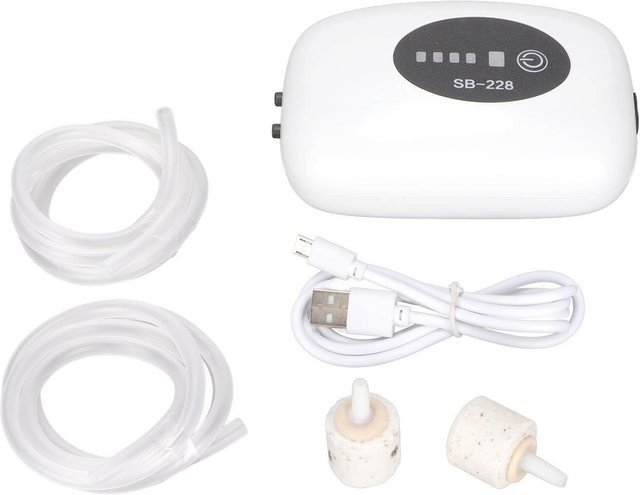 KaiSai Tragbare Aquarium-Luftpumpe in Weiß mit USB-Anschluss und Dual-Modus Type 2, leise und wiederaufladbar - Bild 1