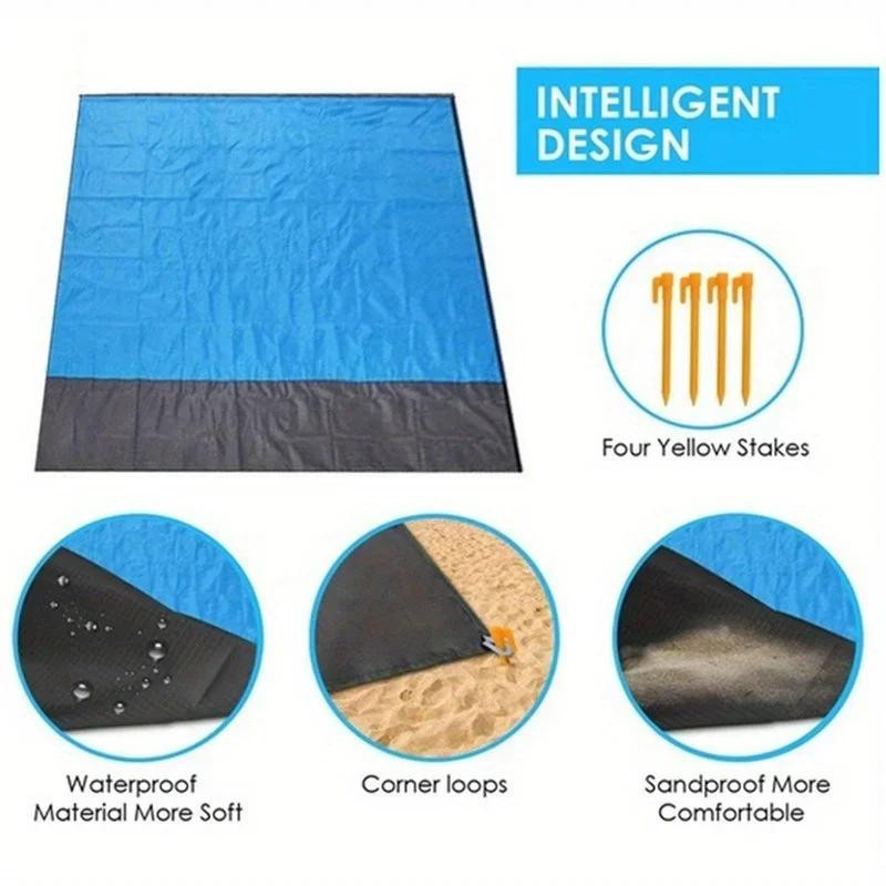 Wasserdichte und robuste Picknickdecke als faltbares Outdoor Strandmatte und Campingteppich Set - Bild 1