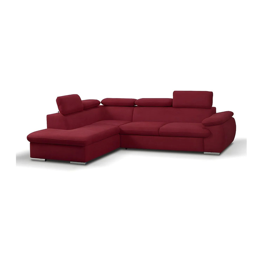 Vente-unique Schlafsofa Fabien in Rot mit L-Form und Schlaffunktion, Breite: 271 cm - Bild 2