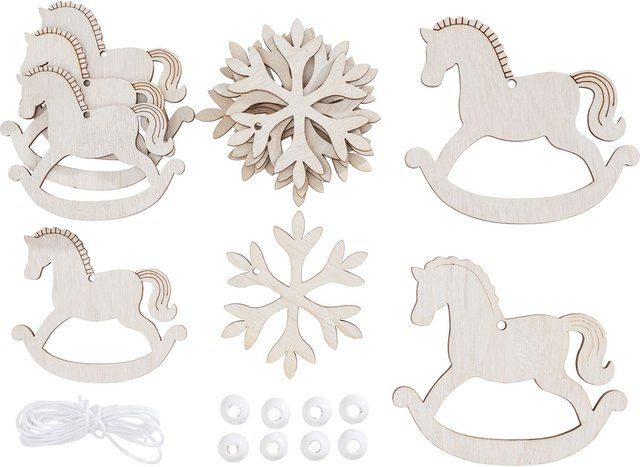 VBS Streuteile-Set Schaukelpferde aus Holz in Beige für Winter und Weihnachten - Bild 1