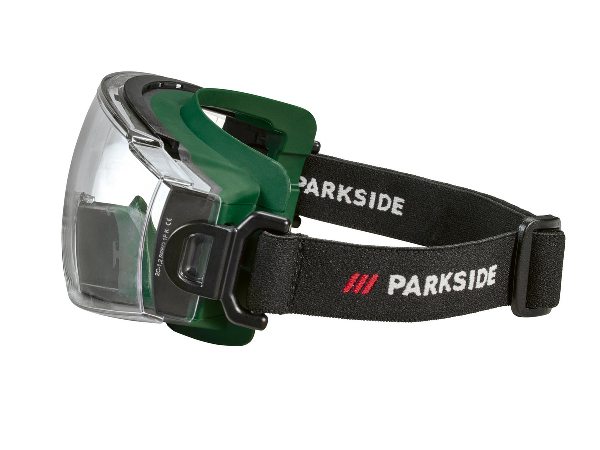 PARKSIDE® Arbeitsschutzbrille Full Vision mit Gummiband in Grün und Orange, klar, EN 166 - Bild 3
