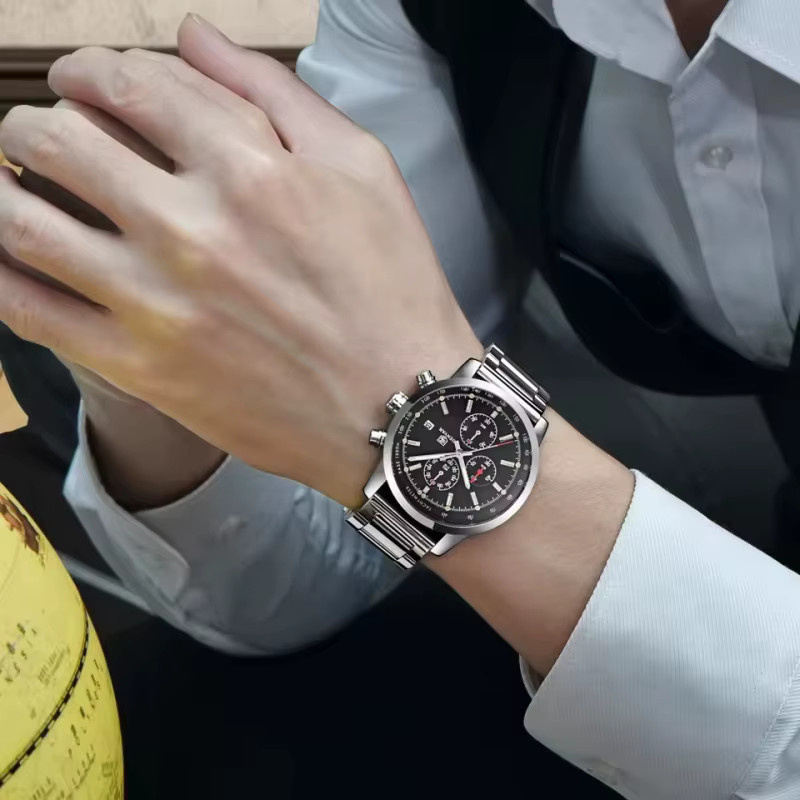 BENYAR Chronograph, Quarz, Edelstahl, Schwarz, Herren - Bild 2