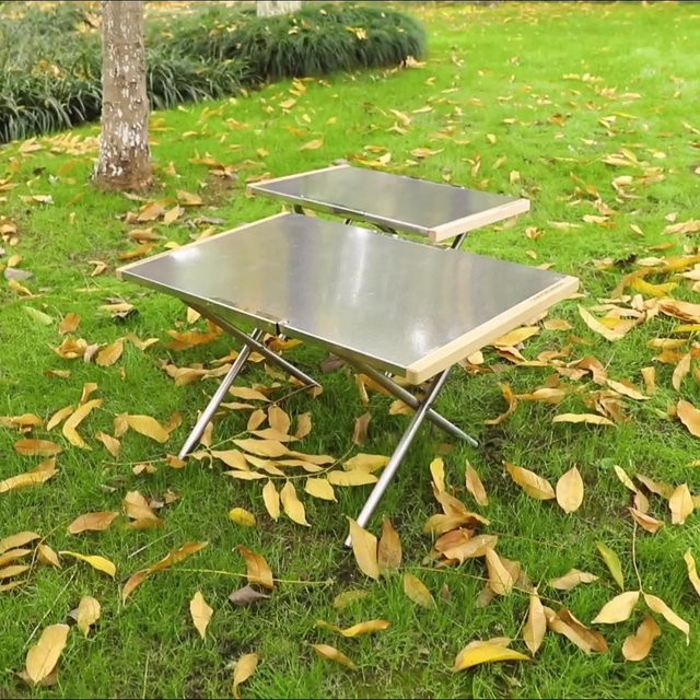 CAMPINGMOON T-370-1T Tragbarer Klappbarer Outdoor Camping-Tisch und Stuhl Set aus Edelstahl in Silber Matt - Bild 1