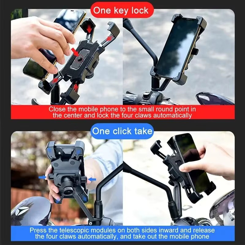 PHONEPACE 360 Grad drehbarer und rutschfester Fahrrad-Handyhalter in Schwarz, universelle Halterung für MTB, Fahrrad, Motorrad und Roller - Bild 4