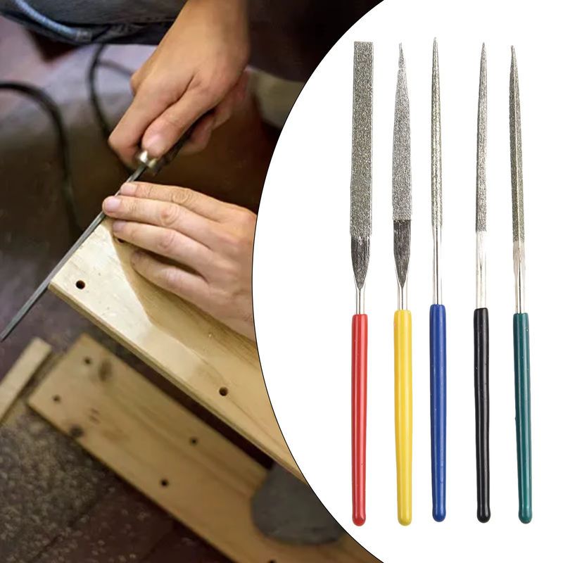 VIBRATITE Nadelfeilen Set für Metall, rund und halbkreisförmig sowie quadratisch, rutschfest, 2 x 100 mm - Bild 3