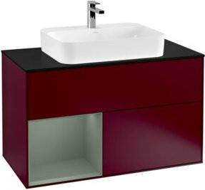 V&B Waschtischunterschrank Finion 100 mit LED-Beleuchtung und Regalfach, Wandmontage, Lackiert - Bild 1