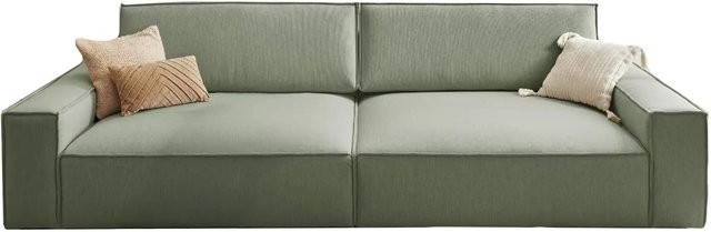 Big Sofa Sherwood von AMD Möbel in Leinenoptik, hellgrün, mit Dekokissen - Bild 1