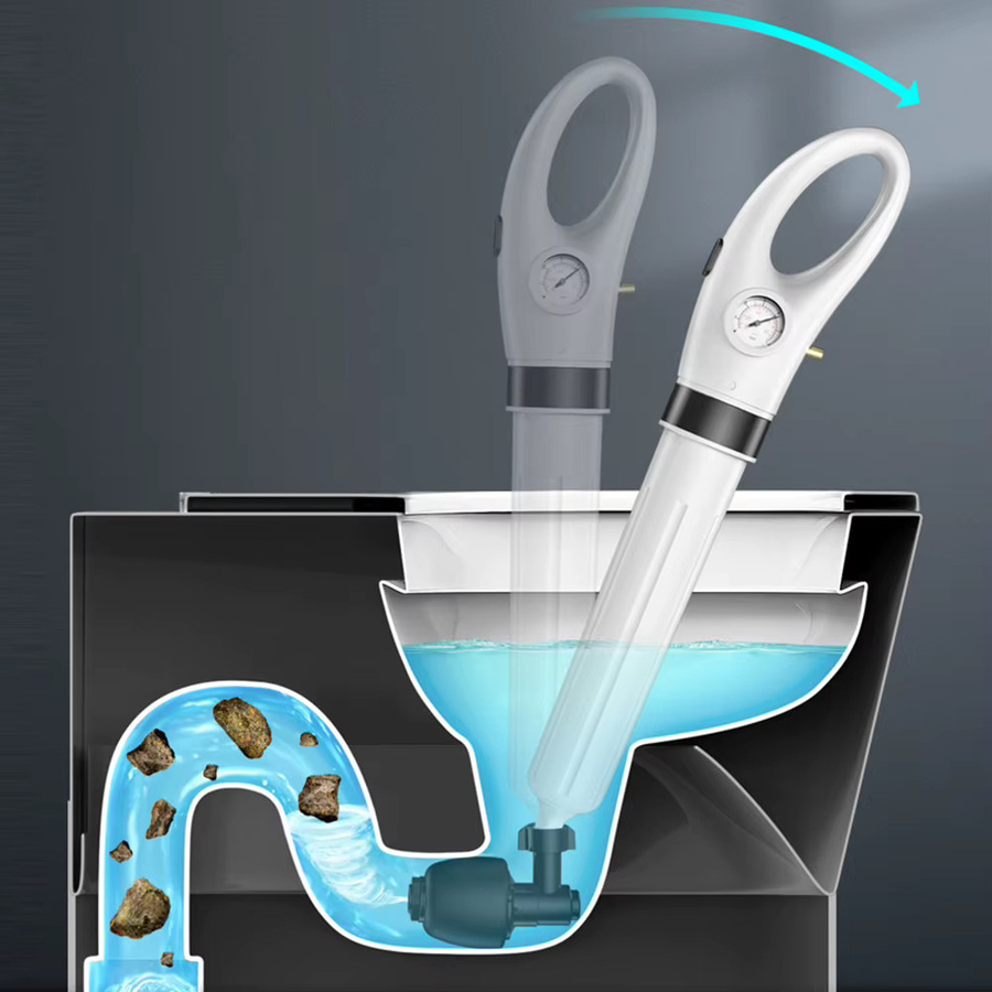 Pneumatischer Hochdruck-Abflussreiniger in Weiß für WC und Abwasserrohre als Drain Blaster und Kolben-Reiniger-Werkzeug - Bild 4