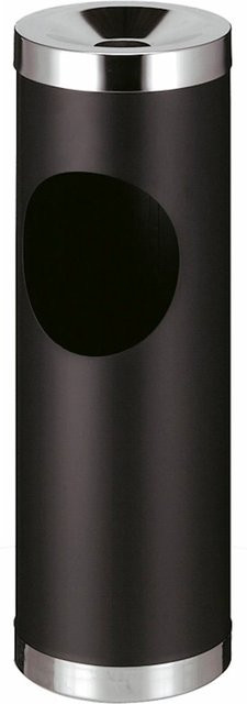PROREGAL Runder Metall Kombischer mit ovaler Einwurfsöffnung, Schwarz, H: 72 cm, Ø: 24 cm, 30 Liter - Bild 1