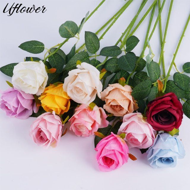 Uflower Künstlicher Rosen-Blumenstrauß in Rosa, 50 cm Höhe - Bild 1