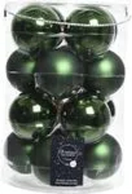 Kaemingk Weihnachtsbaumkugeln aus Glas in Grün, 16 Stück, Durchmesser: 8 cm - Bild 1