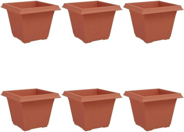 6er Set quadratische Blumentöpfe von vidaXL in Ziegelrot, B/T/H: 43 x 43 x 33,5 cm - Bild 1